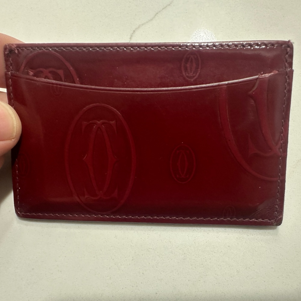 CARTIER HAPPY BIRTHDAY PATENT LEATHER CARD HOLDER.  SOLD OUT !